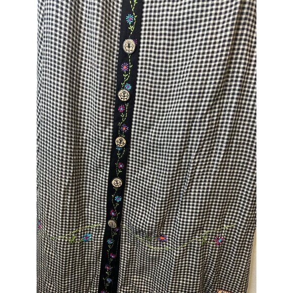 Vintage Whimsical Cottagecore Dress S/M Embroidered Gingham Vintage Prairie Y2K - Picture 5 of 11